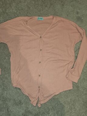 Light Pink Button-Front Women’s Knit Cardigan
